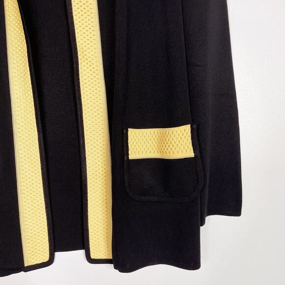 Exclusively Misook XSmall Petite Black Gold Knit Colorblock Cardigan Sweater - Picture 4 of 8